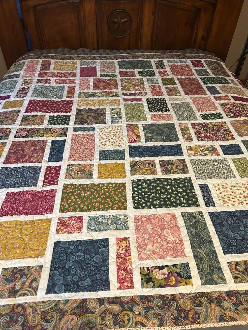 ONE OF A KIND - HANDCRAFTED Paisy &  Floral Quilt - Multicolor